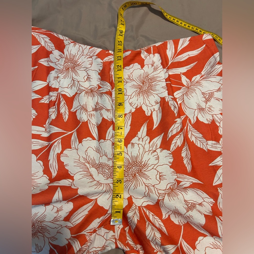 NWT Bettina Star Wide Leg Crop Hawaiian Pants Hot Coral/White Size L Tropical - Picture 9 of 11